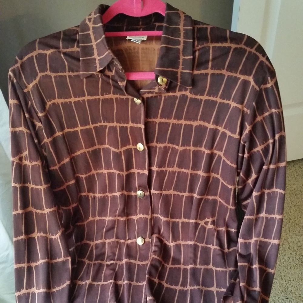 Vintage Brown Todd Oldham shirt. Silk. Never worn. No tags.